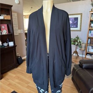Zella black long sleeve open front cozy sweater w/pockets-size M/L